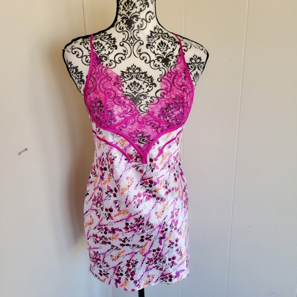 Victorias Secret Floral Print Lace Accent Slip Lingerie